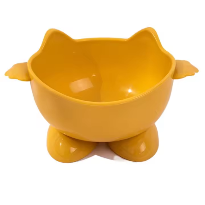 Cuenco inclinado creativo para gatos, tazón de pie alto para mascotas, gran capacidad, alimentador de bebidas, protección del cuello, 2 piezas - 1