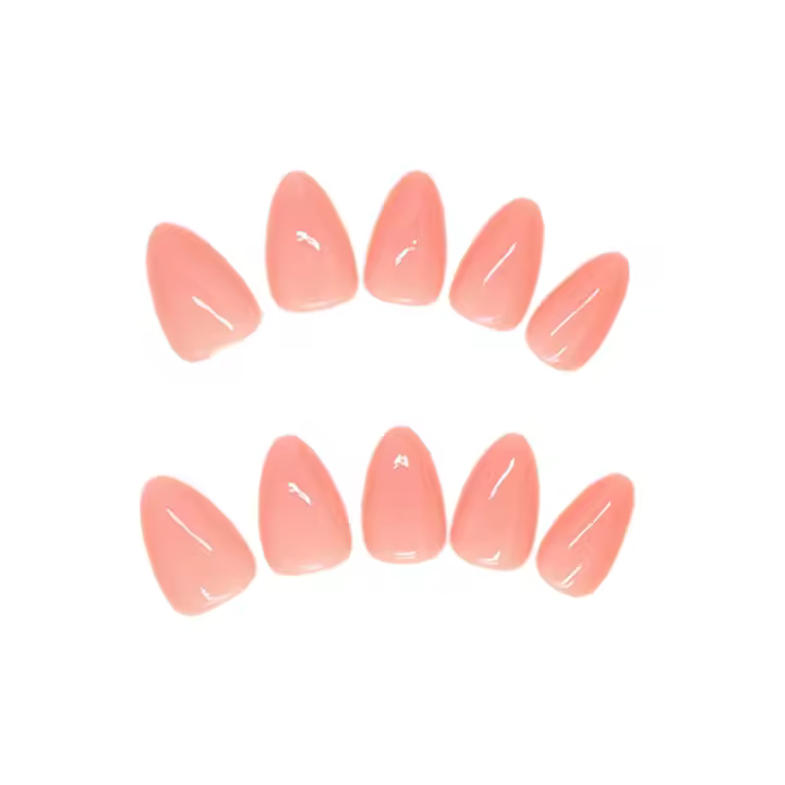 Uñas artificiales de longitud media para mujer, manicura de 30 piezas, rosa almendra, estilo simple, color sólido, para salón de belleza - 1