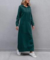 Vestido de Midi para Mujer con Capucha Moda 2025, Tejido Mixto, Estilo Informal, Suelto, Sudadera - details 10