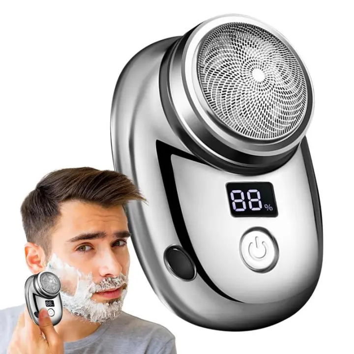 Maquinilla de afeitar eléctrica para hombres Mini máquina de afeitar portátil USB recargable maquinilla de afeitar barba Trimmer con pantalla de energía de afeitar suave para hombres - 1