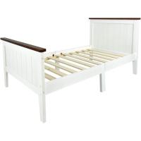 Cama Infantil Individual de Madera - Nogal - con somier, para niños, Color Blanco, Moderno y Elegante Mobiliario Pino, Espacio para Dormir: 70x140 cm - details 0