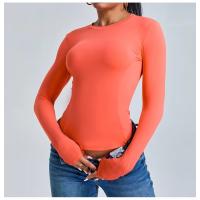 Fishbone Line Camiseta deportiva informal de manga larga para mujer, para Yoga, correr, gimnasio, ajustada, con cuello redondo, Top de entrenamiento - details 13
