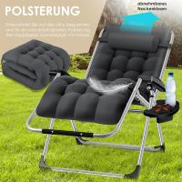 Tumbona Plegable y Resistente |   Silla de Jardín, Capacidad de 200 kg, Acolchado Ergonómico Extra Ancho, Respaldo Ajustable, Almohada para el Cuello y Portavasos Beige - details 25
