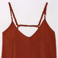 Vestido largo con tirantes para mujer, accesorios de pecho de color liso primavera y verano, ropa casual para mujer - details 7