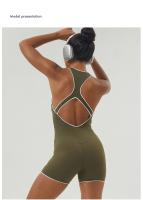 Mono de Yoga ajustado para levantamiento de cadera, diseño atlético de colores contrastantes, mono sin espalda para trabajo, ropa de Yoga de secado rápido con almohadillas para sujetador - details 1