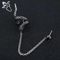 Pendientes de borla de cadena Punk de doble cruz ZS, Piercing de oreja de roca gótica, joyería de motocicleta para hombre, pendientes de circonita CZ - details 2