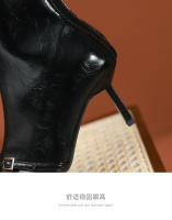 Moda nueva hebilla de cinturón stiletto botas cortas de mujer - details 6