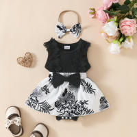Vestido de Encaje triangular Sin Mangas Para Bebé Niña, ropa de cuerpo, Cinta Para El Pelo, 0 a 1 Años, 2024 - details 6