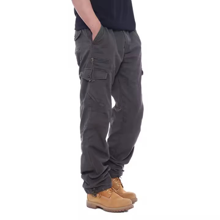 Pantalones cargo para hombre 100% algodón, cintura elástica, múltiples bolsillos, listos para la aventura al aire libre. - 1