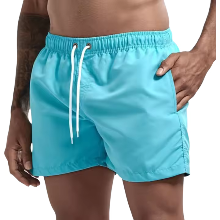 Shorts de natación para hombre de secado rápido con cinturón ajustable y bolsillos para surf y playa, estilo casual y transpirable. - 1