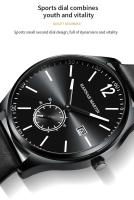 Reloj Deportivo de Cuero de Lujo para Hombres Hannah Martin Estilo de Negocios Negro de 42mm - details 5