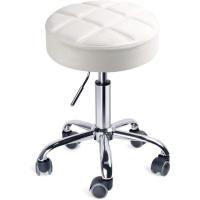 Cocina Silla Trabajo Acolchado con Ruedas Tapizado en Cuero Imitación Altura Ajustable (Blanco) - details 0