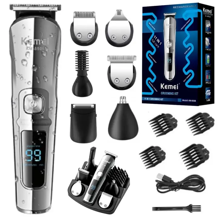Kemei-cortadora de pelo todo en uno Original para hombre, kit de aseo para Barba y cara, cortadora de pelo eléctrica, resistente al agua - 1
