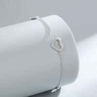Pulsera de corazón de diamante completo de plata S para mujer, estilo coreano Ins, nicho Simple, joyería de personalidad Bestie de alta gama - details 6