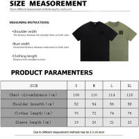 LOEVE-Camiseta de manga corta desgastada con copos de nieve lavados de algodón puro a la moda, camiseta holgada y versátil con Logo bordado para parejas de verano para hombre - details 11