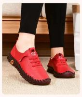 Zapatillas De deporte Mocasines De cuero para Mujer Cómodos Slip on Hand SeThread Mom Shoes atillas De Mujer - details 9