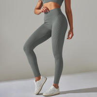 Pantalones deportivos de cintura alta sin costuras para yoga para mujer para hacer ejercicio y correr - details 17