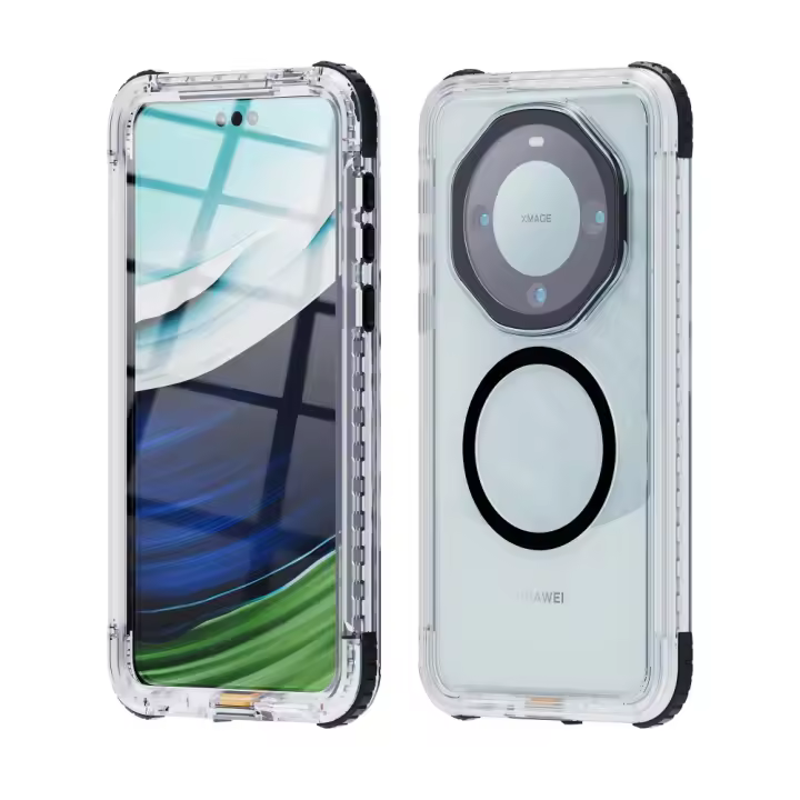 Funda de Deporte al Aire Libre para Huawei Mate 60 Pro Impermeable y Magnética 360 IP68 de IAOOPOO con Diseño Geométrico Transparente Compatible con Samsung - 1