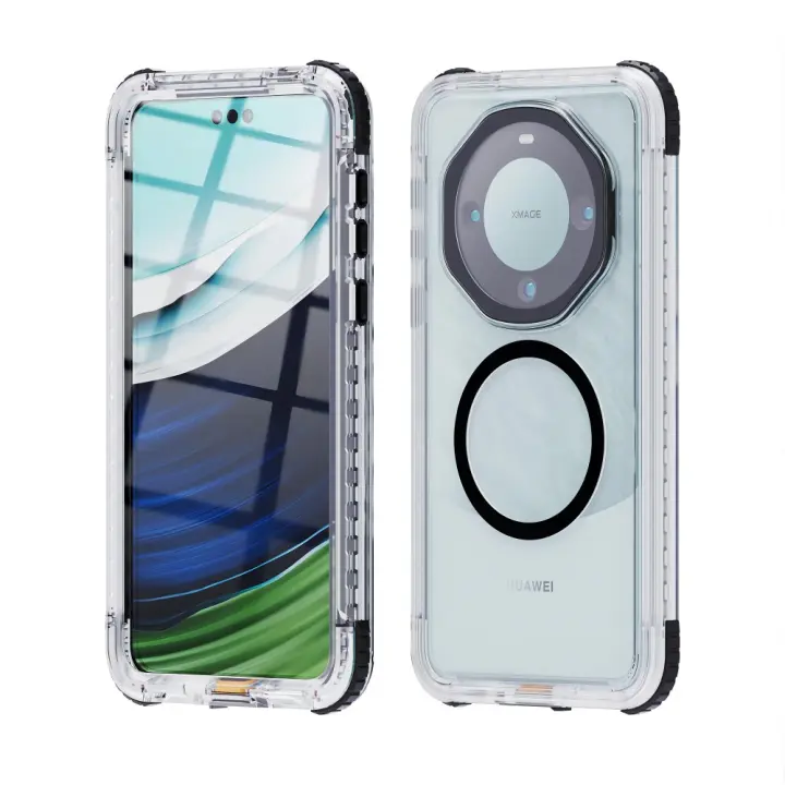 Funda de Deporte al Aire Libre para Huawei Mate 60 Pro Impermeable y Magnética 360 IP68 de IAOOPOO con Diseño Geométrico Transparente Compatible con Samsung - 1
