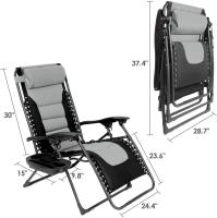 Puffantes de Jardín Silla de Gravedad Cero con Portacup y Cojines Silla de Almohada Ajustable con Pieza Plegable Sillón al Aire Libre Seguro para Tiendas y Organizaciones - details 1