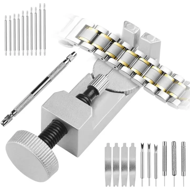 Kit de herramientas para quitar eslabones de correa de reloj, ajustador, removedor de pulsera, herramienta de reparación de barra de resorte, Kit de herramientas para relojeros - 1