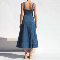 Vestido largo sin tirantes de cintura alta para mujer, sin tirantes, corte A, con bolsillos, primavera y verano - details 3