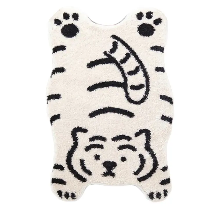 Alfombra de entrada, alfombra de Cachemira de imitación de tigre súper suave, alfombra antideslizante respetuosa con la piel, alfombras bonitas para el suelo del dormitorio - 1