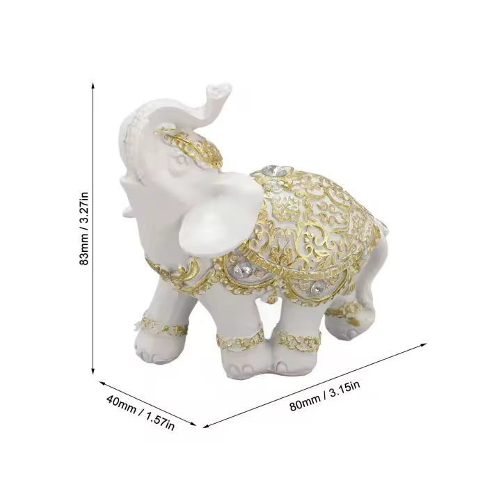 Estatua de resina blanca, escultura de elefante de la suerte para entrada, estantería, escritorio de ordenador, decoración del hogar - 1