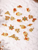 Collar de Navidad de moda para las mujeres Conjunto de Árbol de Navidad Muñeco de Niña Ciervos,Papá Noel Pendientes Collar Gift - details 18