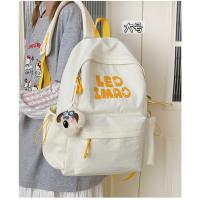 Mochila coreana simple de color sólido con alfabeto para estudiantes, mochila ligera de gran capacidad para viajes, mochila informal versátil - details 26