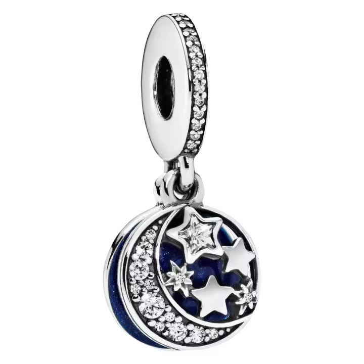 Colgante de plata de ley con dije de luna y cielo estrellado 791993CZ, incluye Ca original - 1