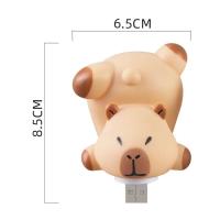 Bonita capibara, luz nocturna USB, lámpara con enchufe USB de dibujos animados de plástico, lámpara de ambiente pequeña USB práctica marrón, regalos para niños - details 5