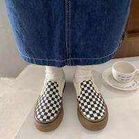 Zapatos Casuales de Cuero con Suelas Gruesas Mocasines de Cuadros para Mujer y Hombre - details 4