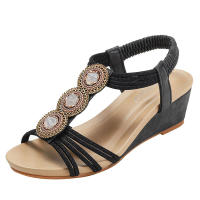 Sandalia sandalias de cuña 2025 nuevos zapatos romanos de bizcocho con punta abierta de hadas con cuentas de verano - details 1
