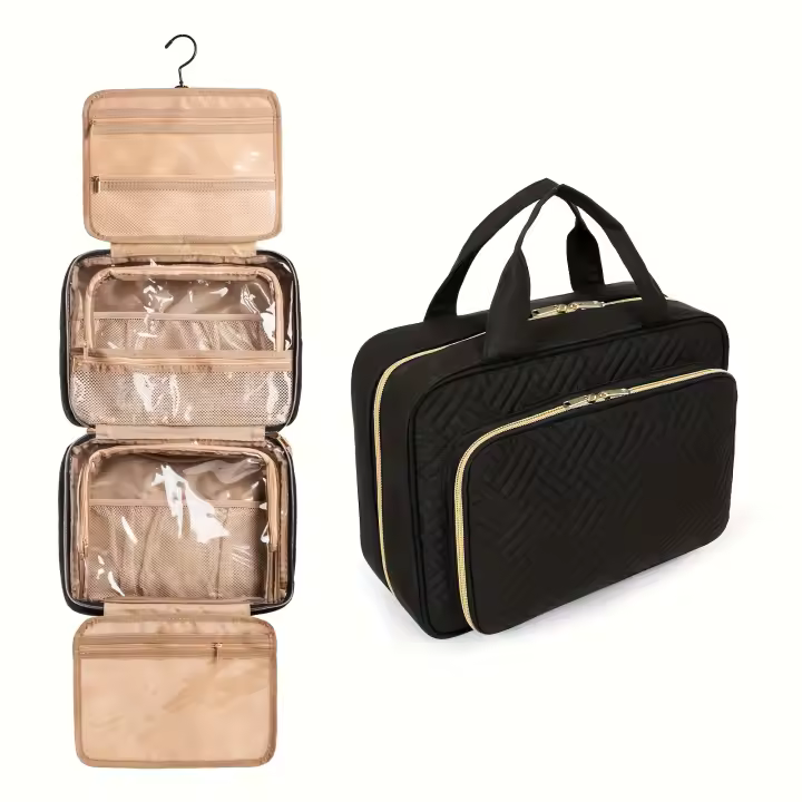 Bolsa de Maquillaje de Viaje Portátil Organizador Plegable con Gancho para Cosméticos - 1