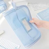 Bolsa de archivo de malla de nailon A4, bolsa transparente de Color sólido con cremallera, multifuncional, gran capacidad - details 2