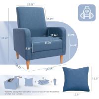 Sillón Salón Sofá Individual para Dormitorio, Silla moderna tapizada con Cojines, Silla de tela Esquina de Lectura Silla lateral con Espuma viscoelástica Suave Asiento Lounge y patas de madera, - details 2