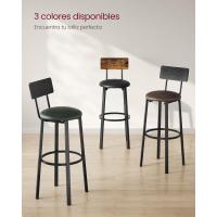 Taburetes de Bar Juego de 2, Tapizados de PU, Taburete Alto con Reposapiés, Montaje Sencillo, Industrial para Cocina, Comedor Marrón Rústico y Negro - details 8