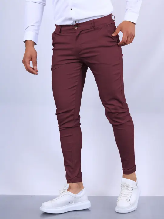 Pantalón formal informal para hombre con textura de color liso, Uster fino, cónico, estacional, moderno, nuevo - 1