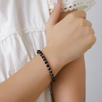 Moda Boho joyería ajustable pulsera con correa trenzada pulsera con cuentas de piedra de cristal negro para mujer accesorio joyería - details 0