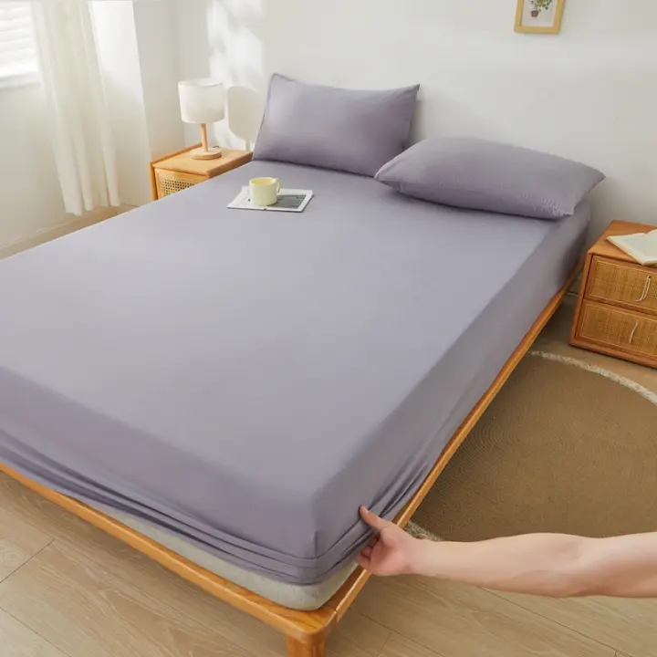 Bonenjoy-sábana ajustada de estilo a cuadros para el hogar, cubierta de cama transpirable, ropa de cama suave con banda elástica, sin funda de almohada, 1 unidad - 1