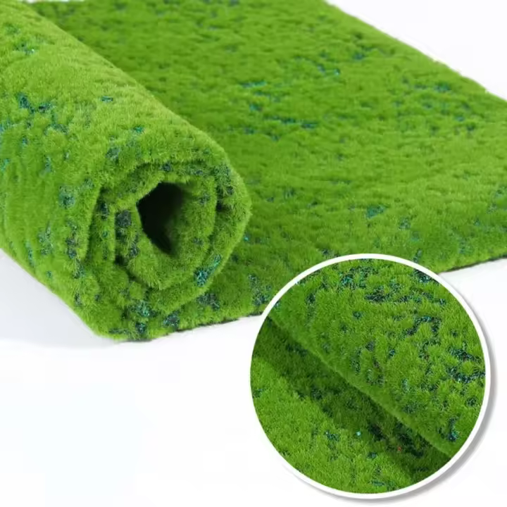 Plantas DIY, césped falso, hojas simuladas realistas de larga duración, verde, 50x50cm, alfombra de musgo artificial, jardín - 1