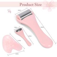 Scttomon Rodillo de Hielo 3 Pcs para Cara, Ojos, Cuerpo Cuidado de la Piel para Ojos Hinchados y Ojeras Gua Sha (Rosa) - details 4