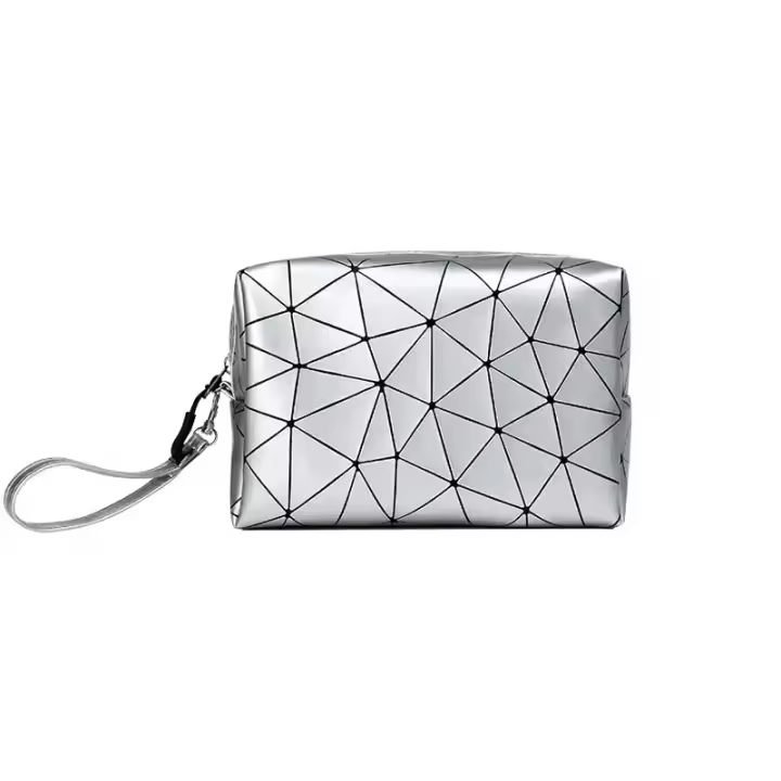Bolsa de Cosméticos de Cuero Impermeable Diseño a Cuadros para Almacenamiento de Maquillaje de Viaje Bolsa de Belleza para Mujeres - 1