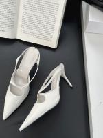 Bolsa de tacón fino de charol puntiagudo cabeza media zapatillas mujer desgaste nueva plata tacón alto medio Toller zapatos individuales - details 31