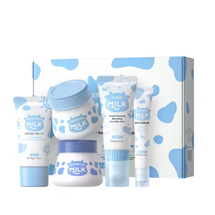 Set de Cuidado de la Piel de Leche LAIKOU Crema Facial, Limpiador Facial, Sérum Hidratante, Protector Solar, Crema para los Ojos Herramientas de Cuidado de la Piel de Belleza - 1