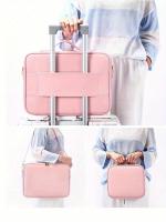 Bolsa de maquillaje minimalista de Color sólido con cremallera, bolsa de aseo multifuncional ligera, bolsa de aseo para mujer - details 3