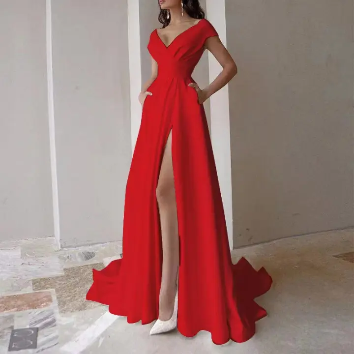 Vestido de manga corta de moda informal de verano para mujer, vestidos largos - 1
