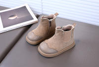 Botas de cuero con cremallera lateral y forro de terciopelo para niños, estilo retro británico. - details 11