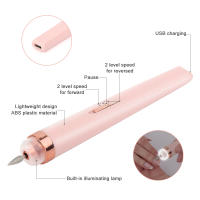 Amoladora eléctrica para uñas, máquina pulidora de uñas con luz 5 en 1, Mini bolígrafo eléctrico portátil para manicura, herramientas para quitar Gel - details 8
